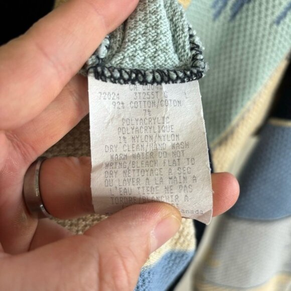 Vtg Tundra Canada Cosby Style Blue Yellow V Neck Pullover Sweater Mens L *NOTE - Picture 6 of 7